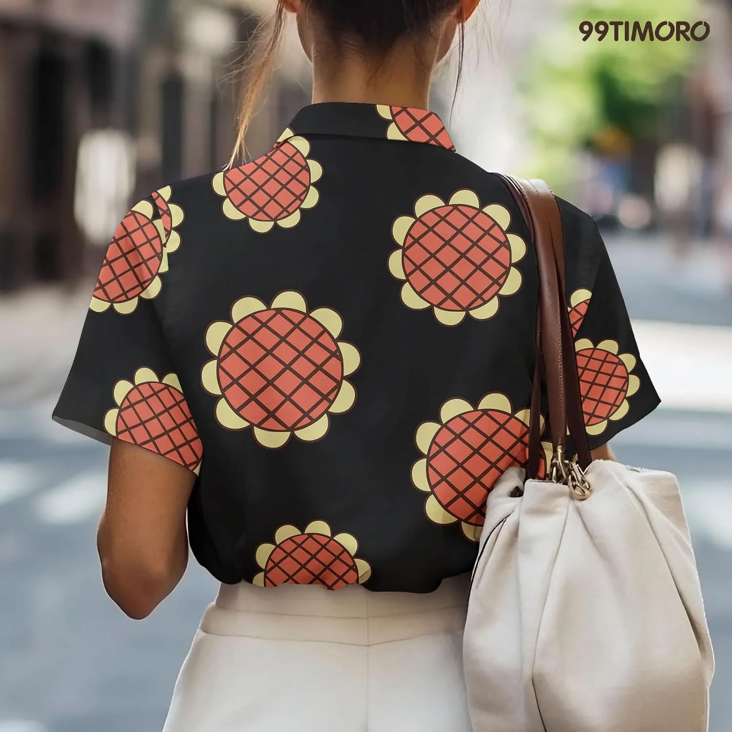 99TIMORO Game Character Hawaiian Shirt, Anime Movie Short Sleeve, Funny Print Button Down Top