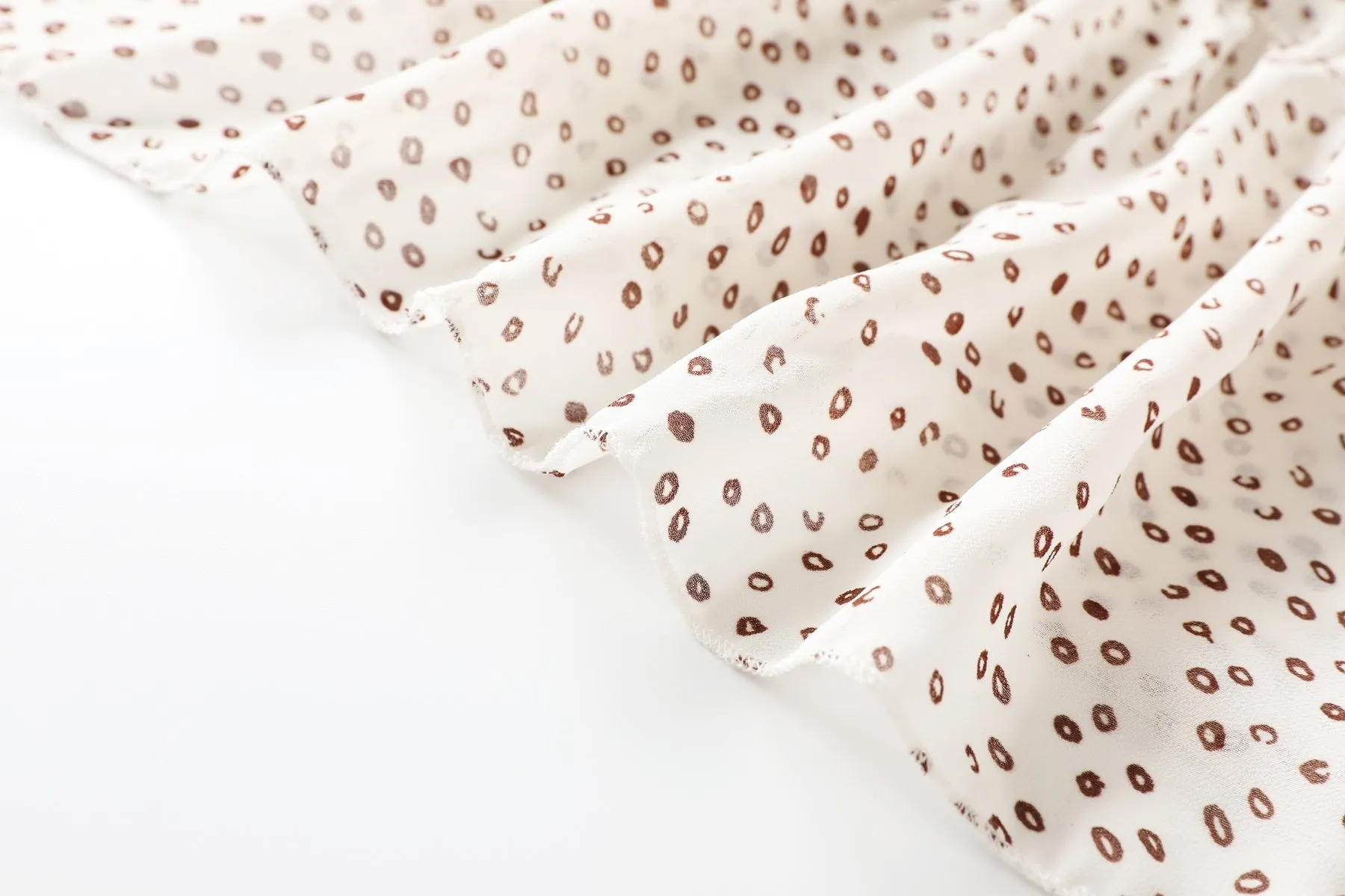 Amelia Polka Dots Printed V Neck Tier Chiffon Plus Size Short Sleeve Midi Dress