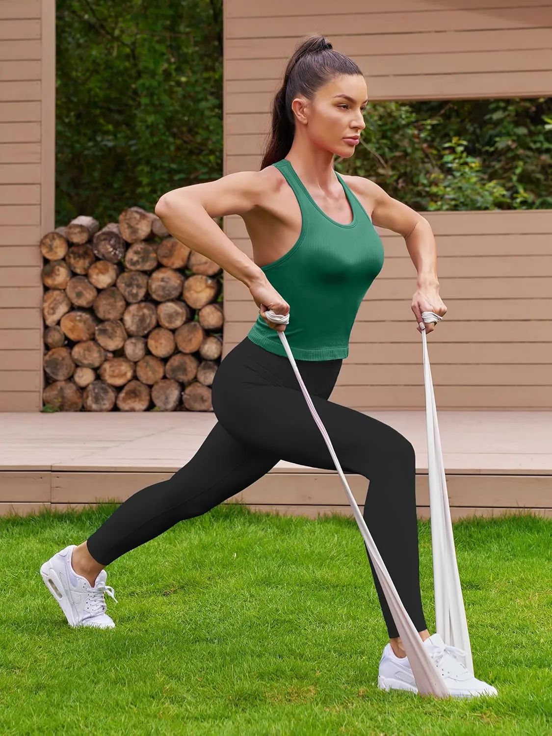 ATTRACO Workout Tank Tops for Women with Built in Bra Ribbed Seamless Yoga Tanks Tight Fit