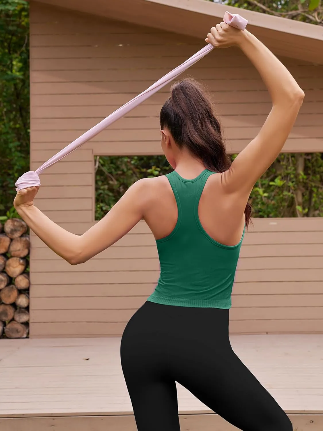 ATTRACO Workout Tank Tops for Women with Built in Bra Ribbed Seamless Yoga Tanks Tight Fit