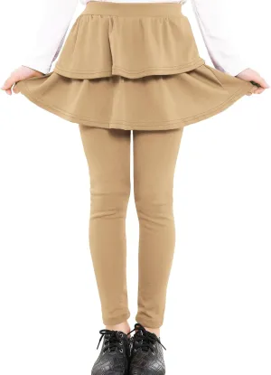 Auranso Girls School Uniform Pants Kids Clothes Ruffle Tutu Leggings with Skirt 2-14 Years