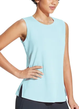 baleaf Workout Tank Tops for Women Sleeveless Athletic Top Loose Fit Running Shirts High Neck Yoga Gym Clothes