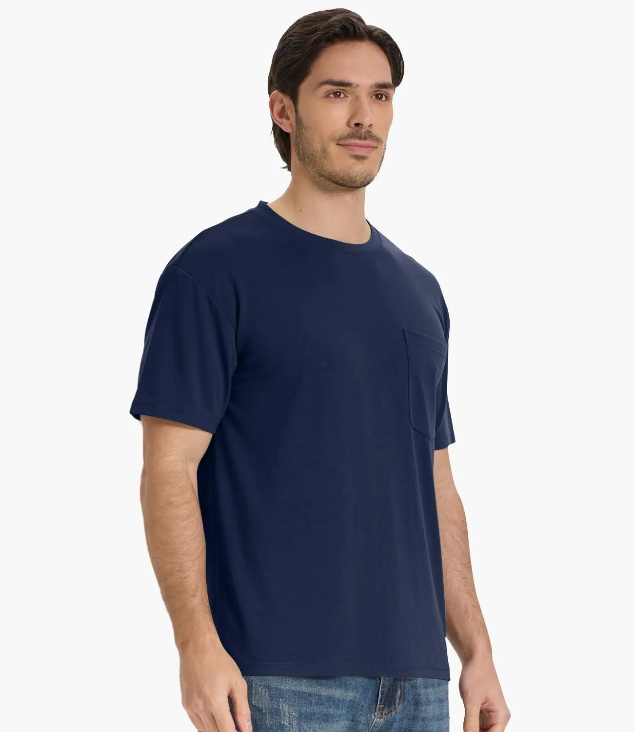 BAMBOO COOL Men's Pocket T-Shirts Heavy Weight Short Sleeve Tee Shirts Crew Neck Tshirt Soft Classic Undershirts for Men