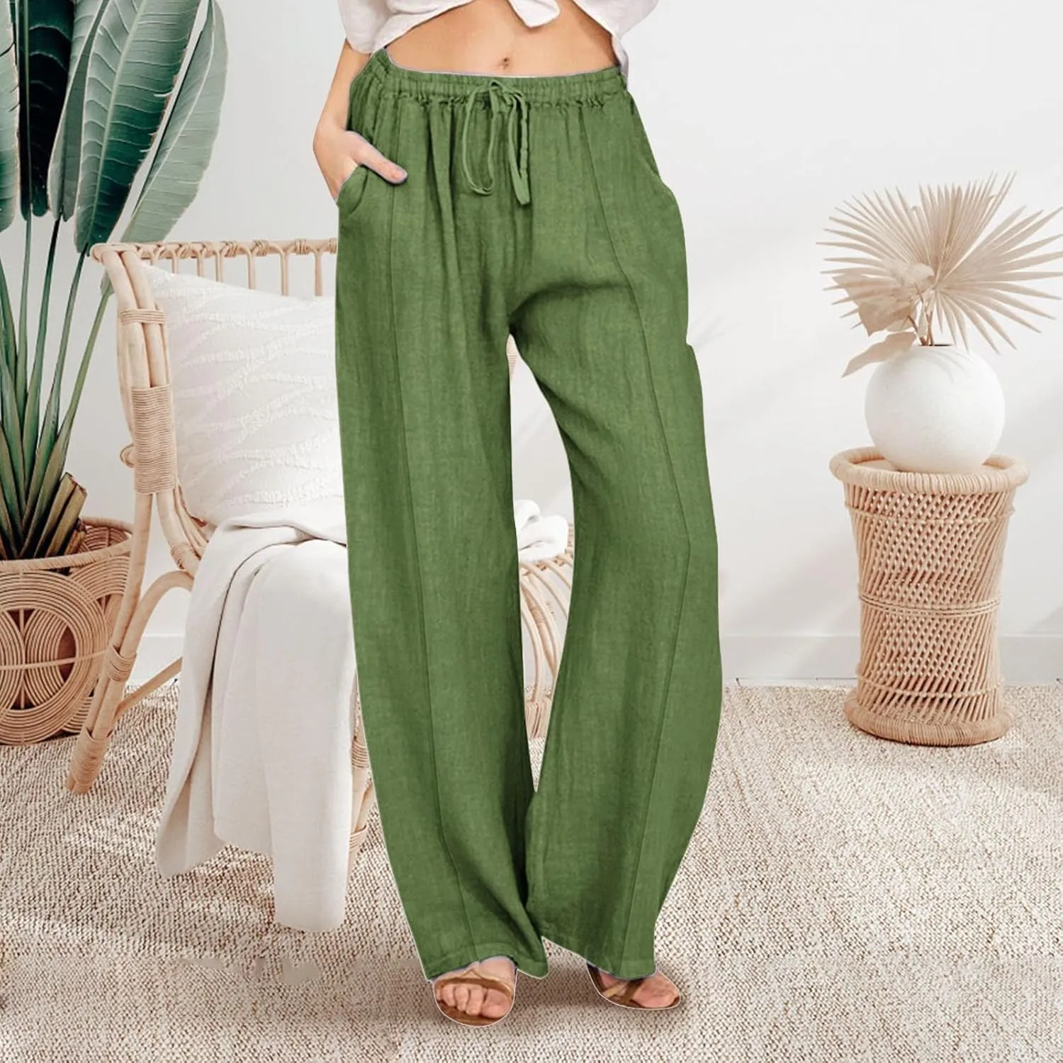 Cargo Pants for Women Winter Adjustable Travel Thermal with Pockets Wide Leg Straight Leg