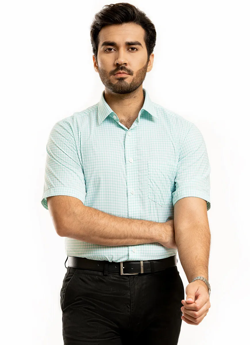 Checks Light Green, Delta Half Sleeves Shirt