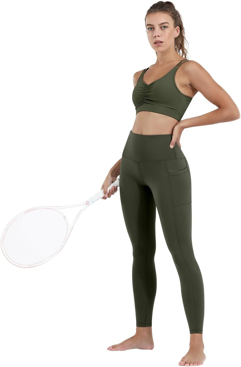 CHRLEISURE Leggings with Pockets for Women, High Waisted Tummy Control Workout Yoga Pants