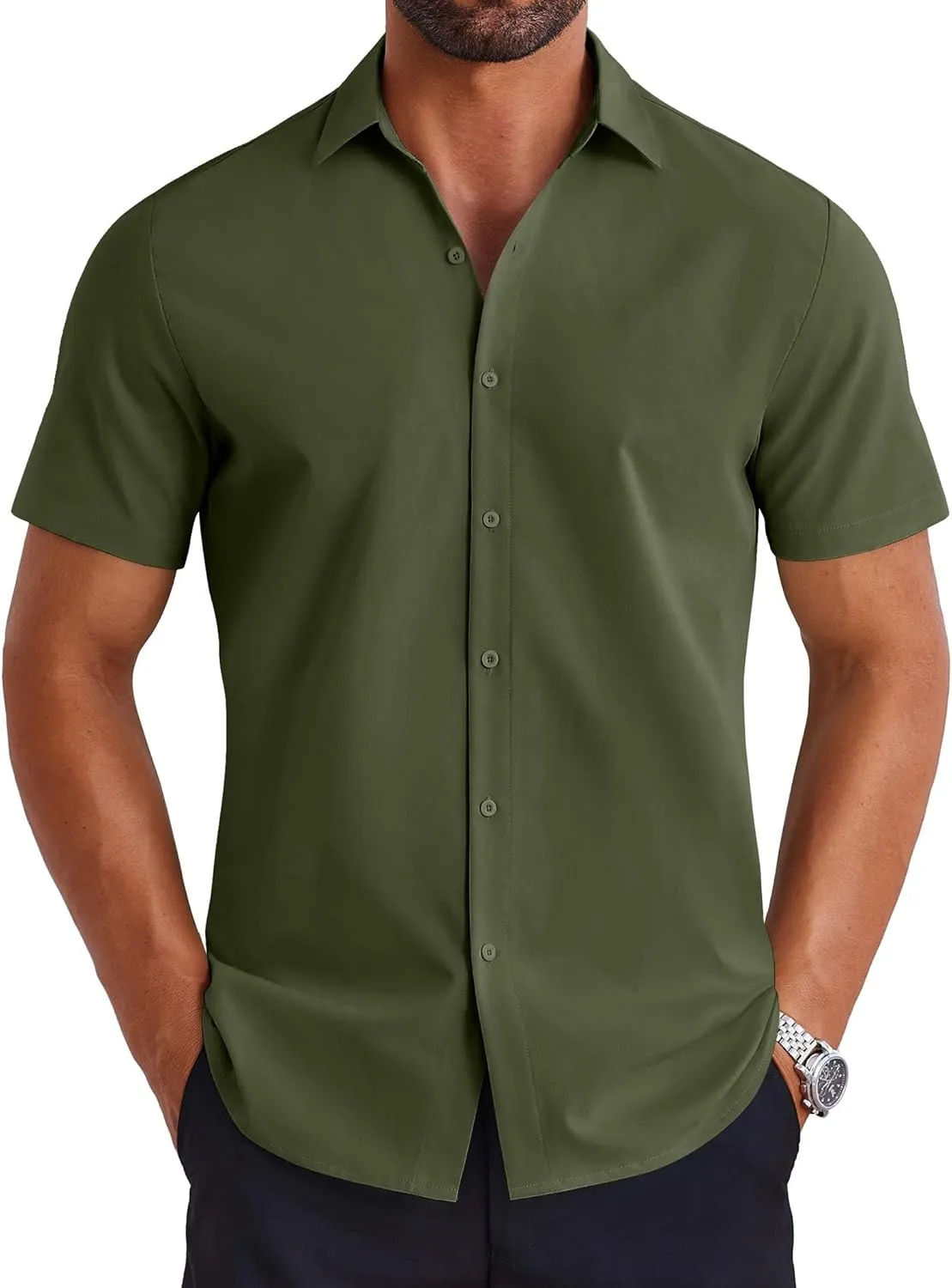 COOFANDY Mens Button Down Shirts Short Sleeve Casual Shirt Summer Untucked Dress Shirts