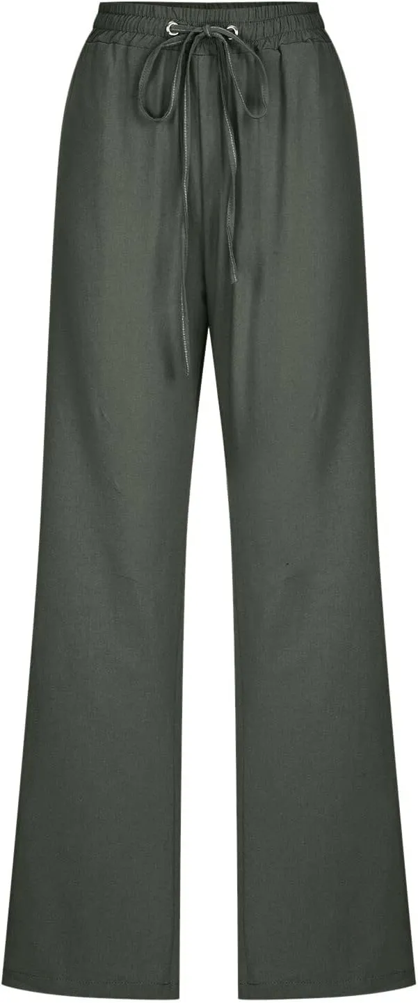 Corduroy Pleated Pants for Women Winter Everyday Hiking Pants with Pockets Elastic Waist High Waisted