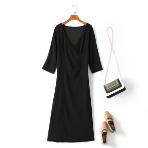 Dawn Black Wrap Midi Dress