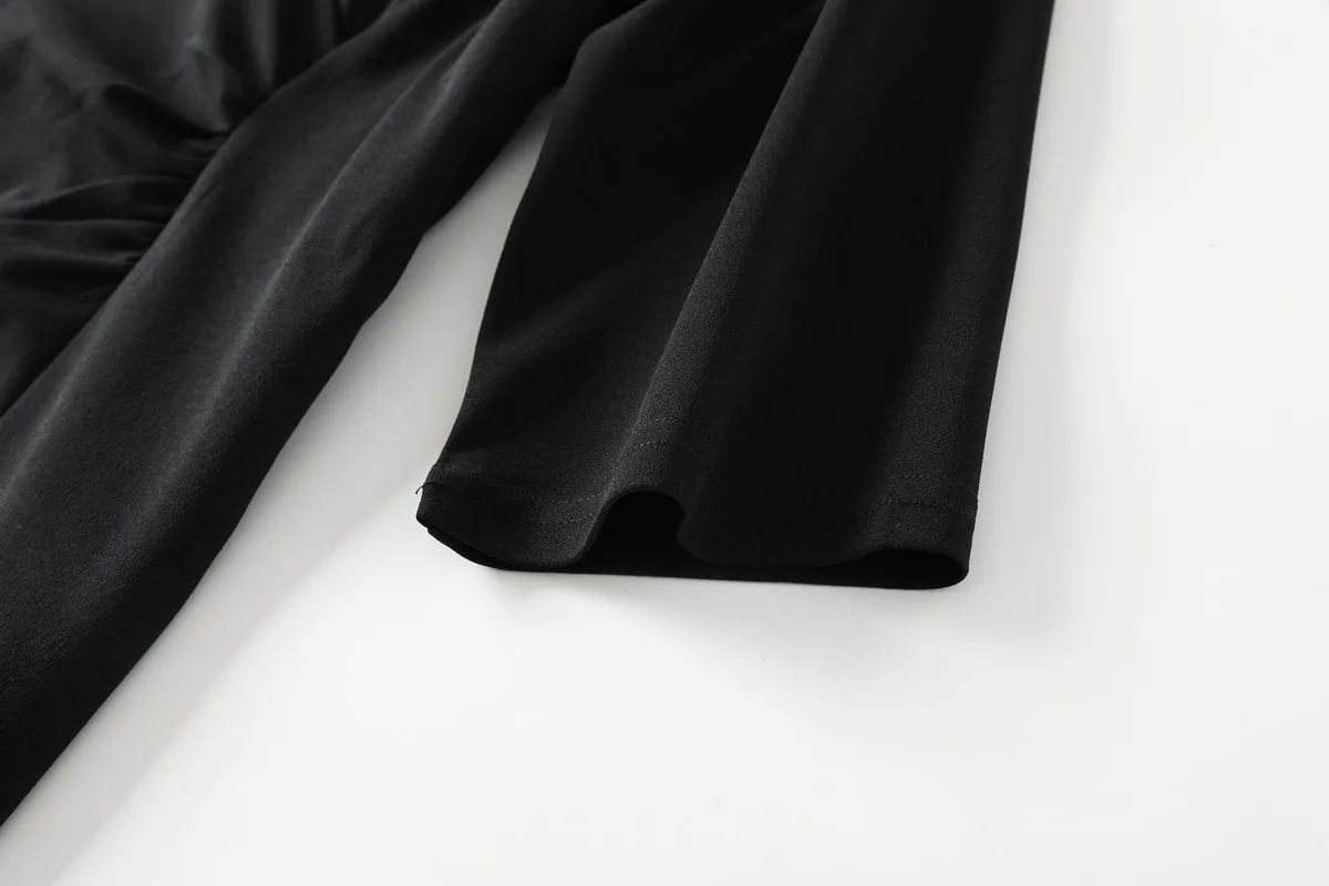 Dawn Black Wrap Midi Dress