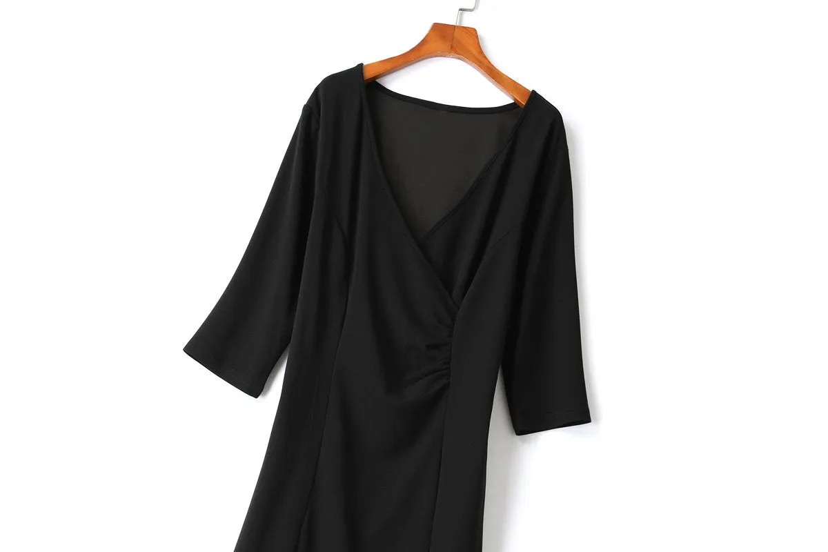 Dawn Black Wrap Midi Dress