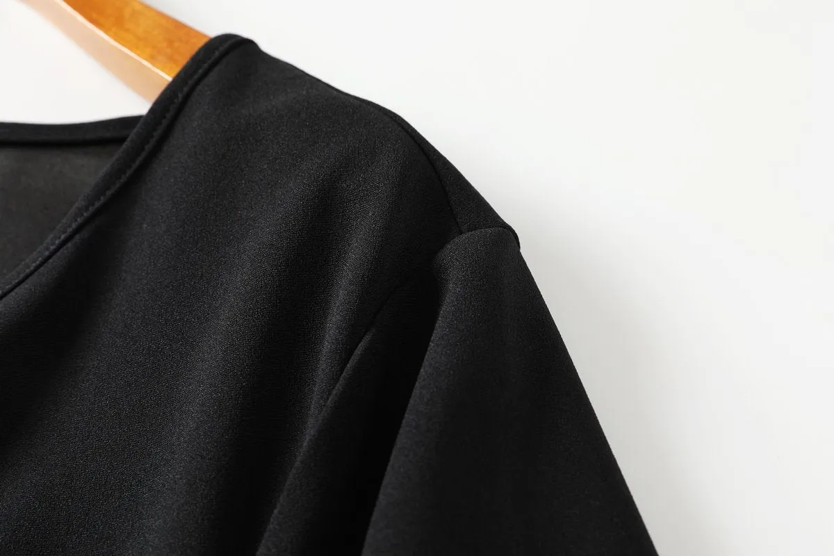 Dawn Black Wrap Midi Dress