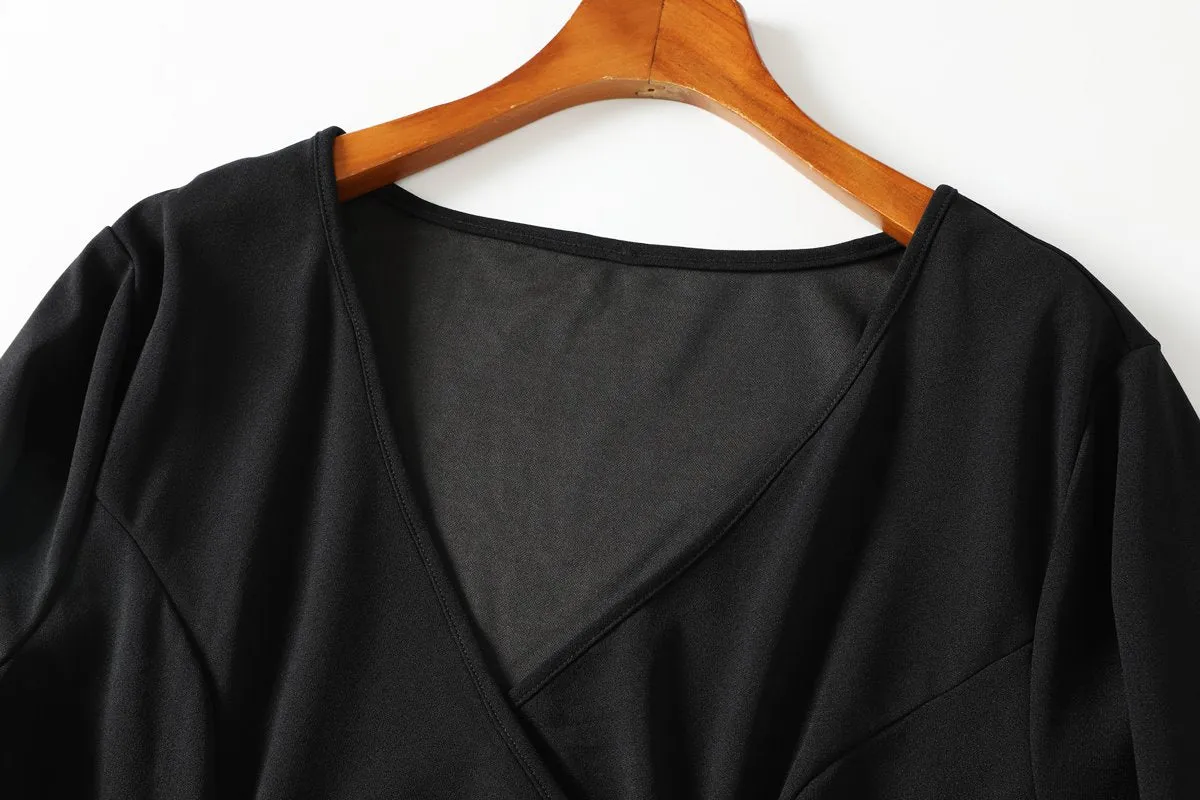 Dawn Black Wrap Midi Dress