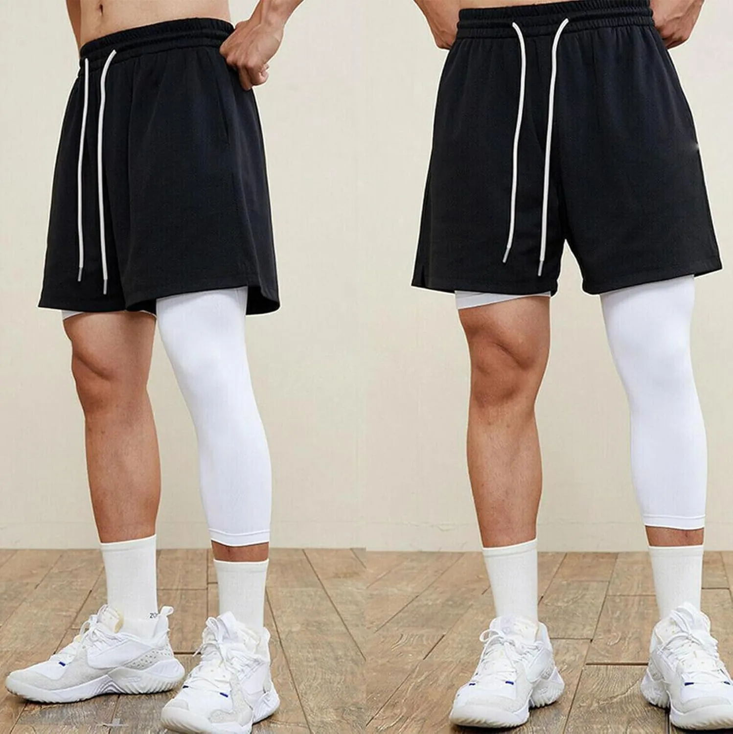 DEVOROPA Youth Boys One Leg Compression Pants for Basketball 3/4 Leggings Sports Tights Kids Athletic Soccer Base Layer