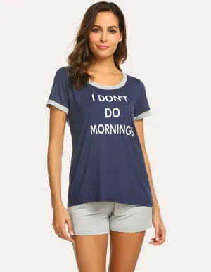Ekouaer Contrast Color Letter Pajamas Set (US Only)