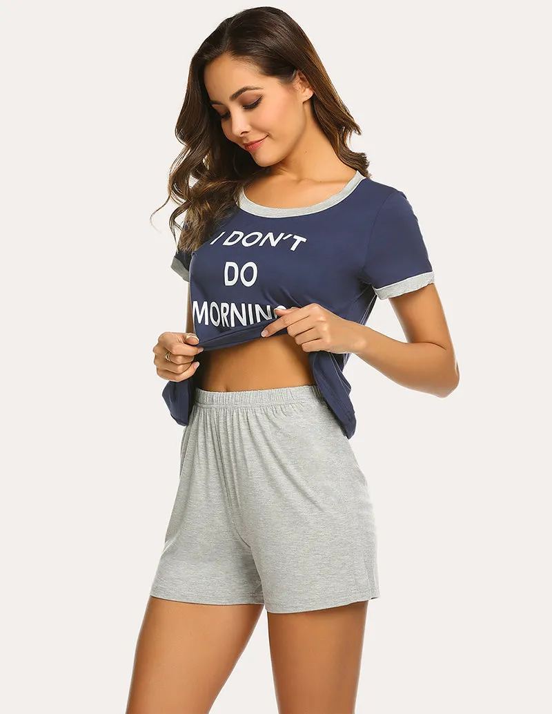 Ekouaer Contrast Color Letter Pajamas Set (US Only)