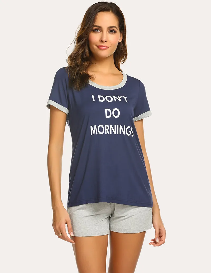 Ekouaer Contrast Color Letter Pajamas Set (US Only)