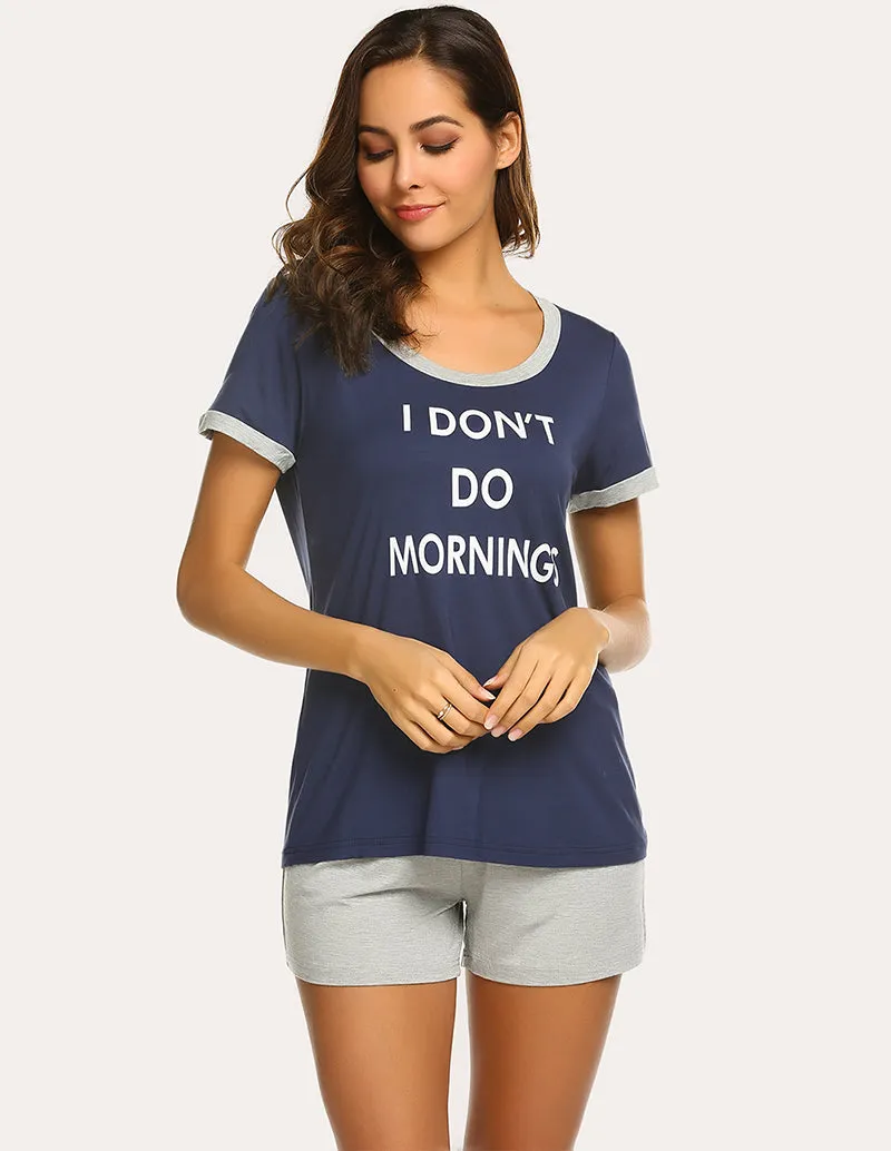 Ekouaer Contrast Color Letter Pajamas Set (US Only)