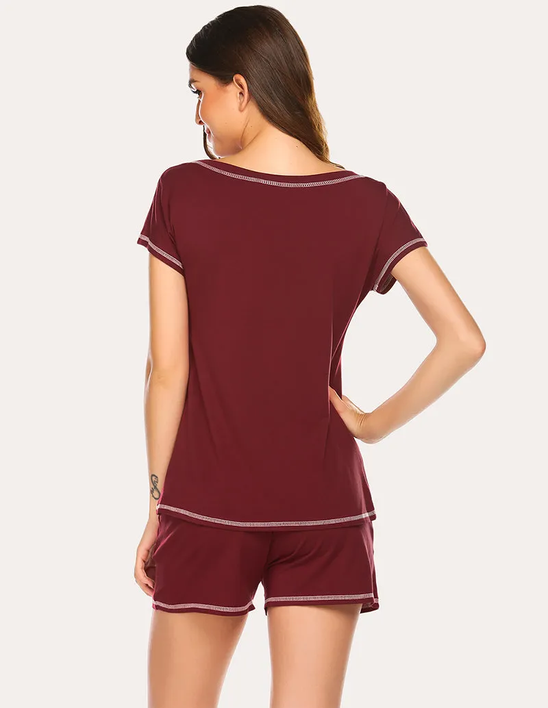 Ekouaer Contrast Color Trimmed Pajamas Set (US Only)