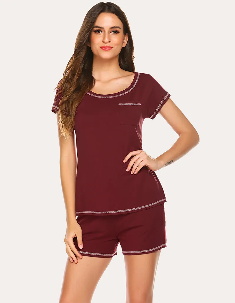Ekouaer Contrast Color Trimmed Pajamas Set (US Only)