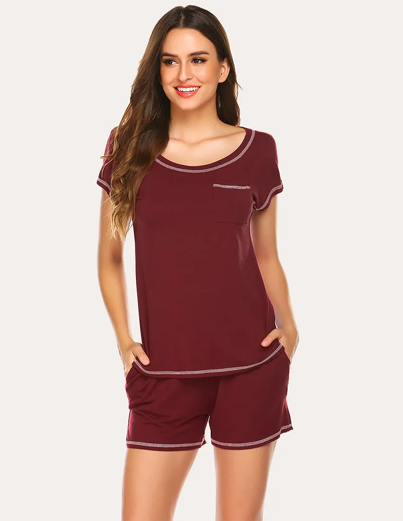 Ekouaer Contrast Color Trimmed Pajamas Set (US Only)