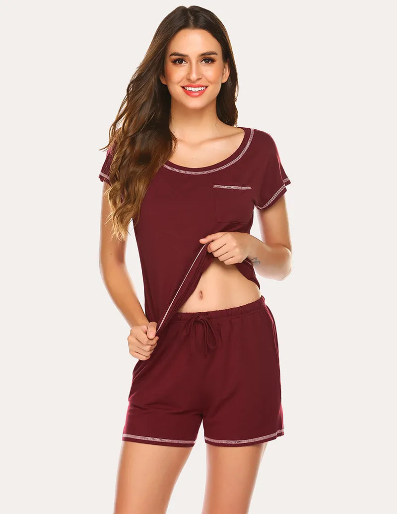 Ekouaer Contrast Color Trimmed Pajamas Set (US Only)