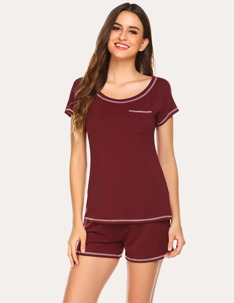 Ekouaer Contrast Color Trimmed Pajamas Set (US Only)