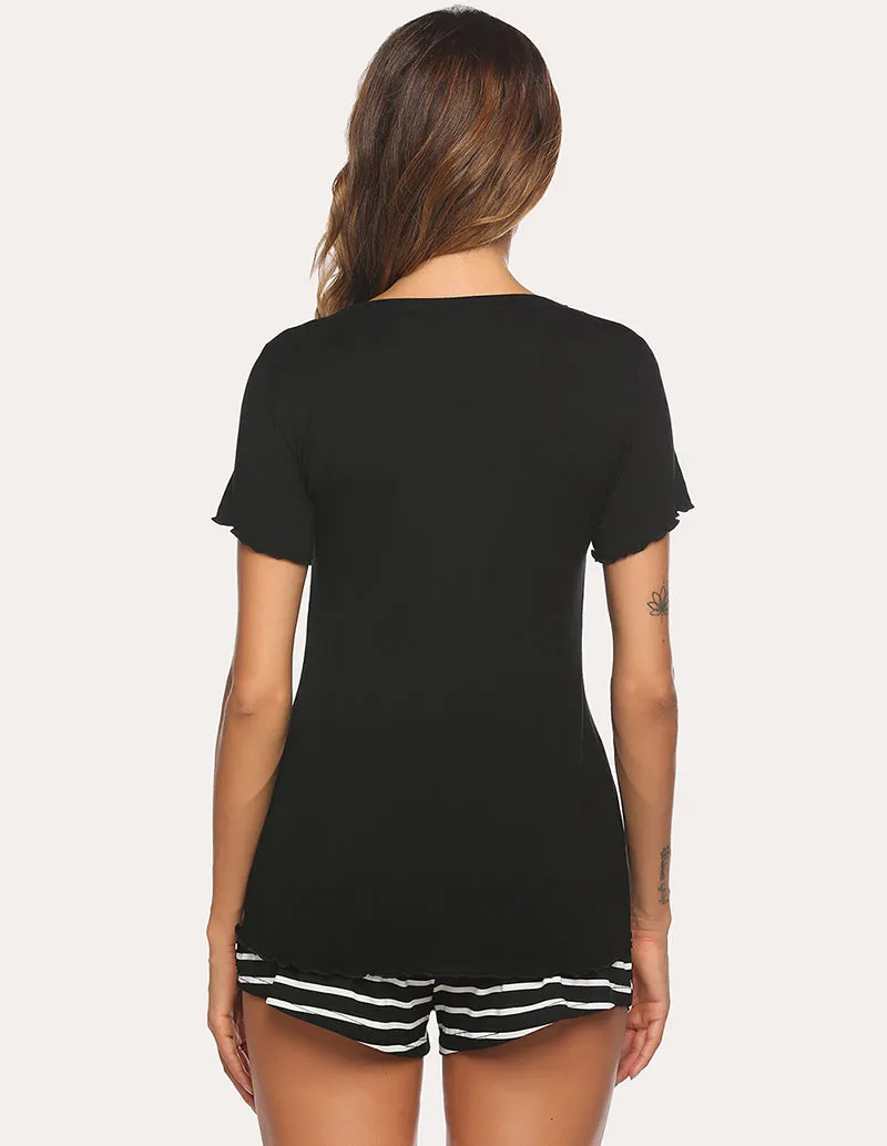 Ekouaer Ruffle Seams Pajama Set (US Only)