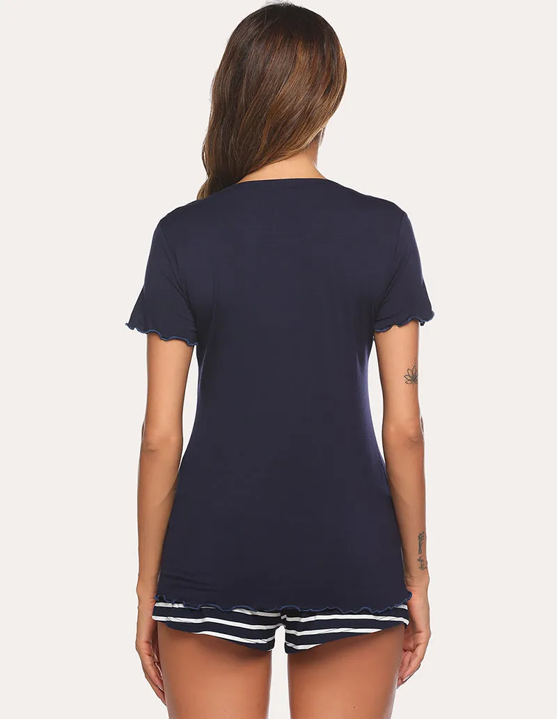 Ekouaer Ruffle Seams Pajama Set (US Only)
