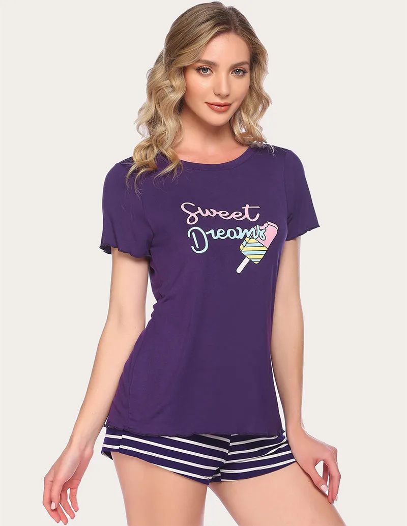 Ekouaer Ruffle Seams Pajama Set (US Only)
