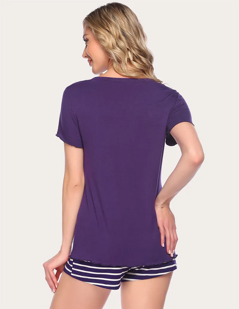 Ekouaer Ruffle Seams Pajama Set (US Only)