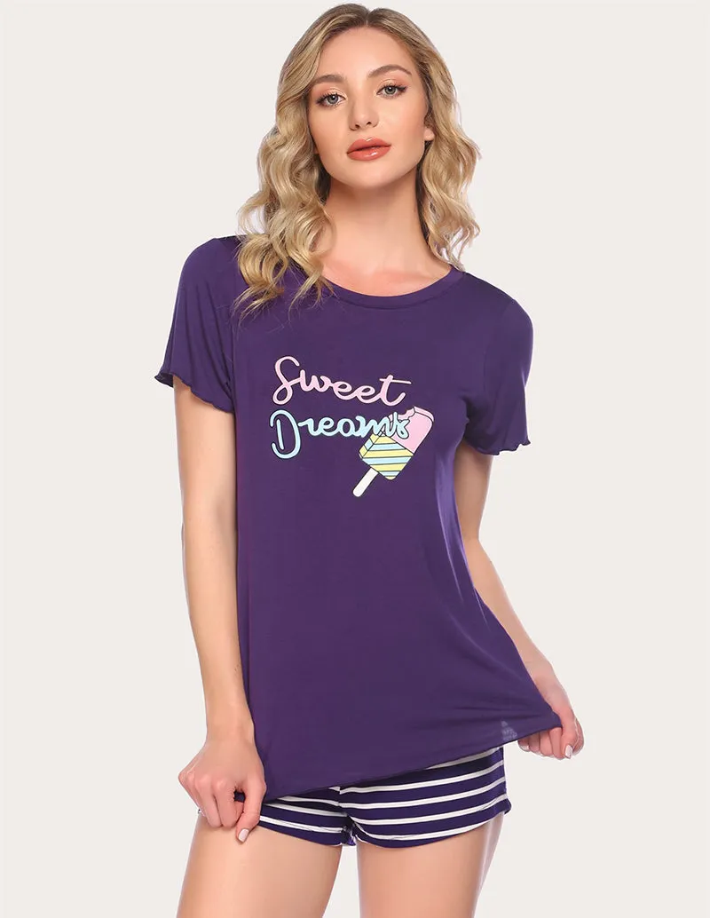 Ekouaer Ruffle Seams Pajama Set (US Only)