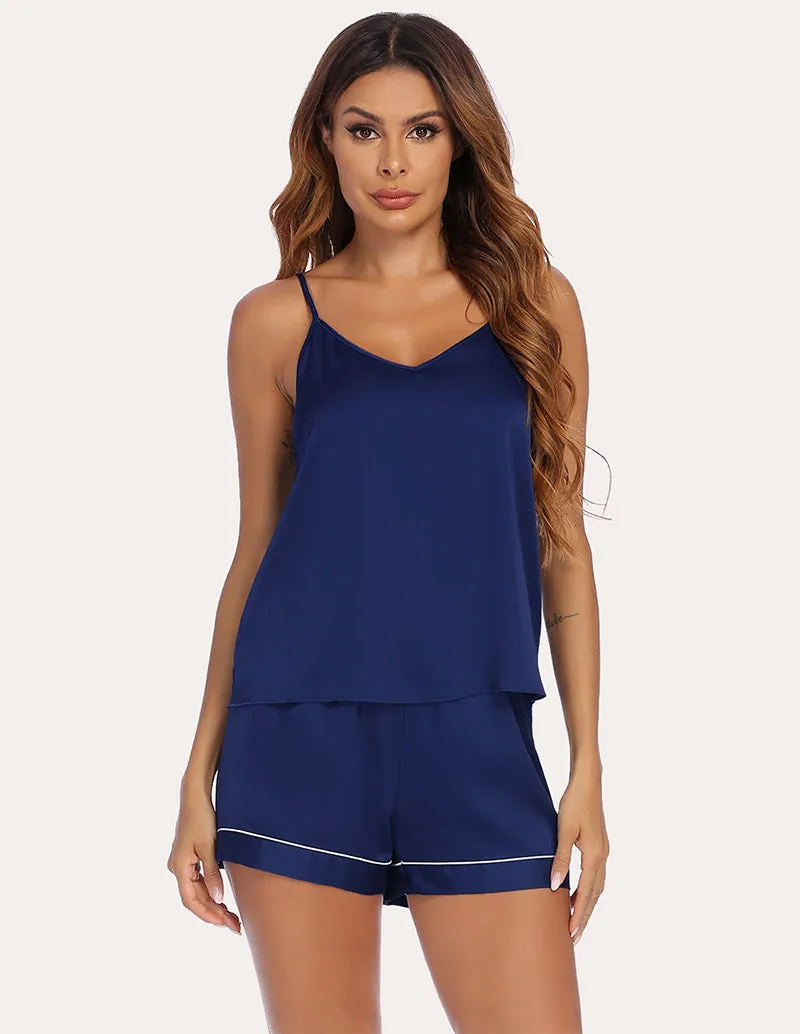 Ekouaer Satin Cami with Shirt and Shorts (US Only)