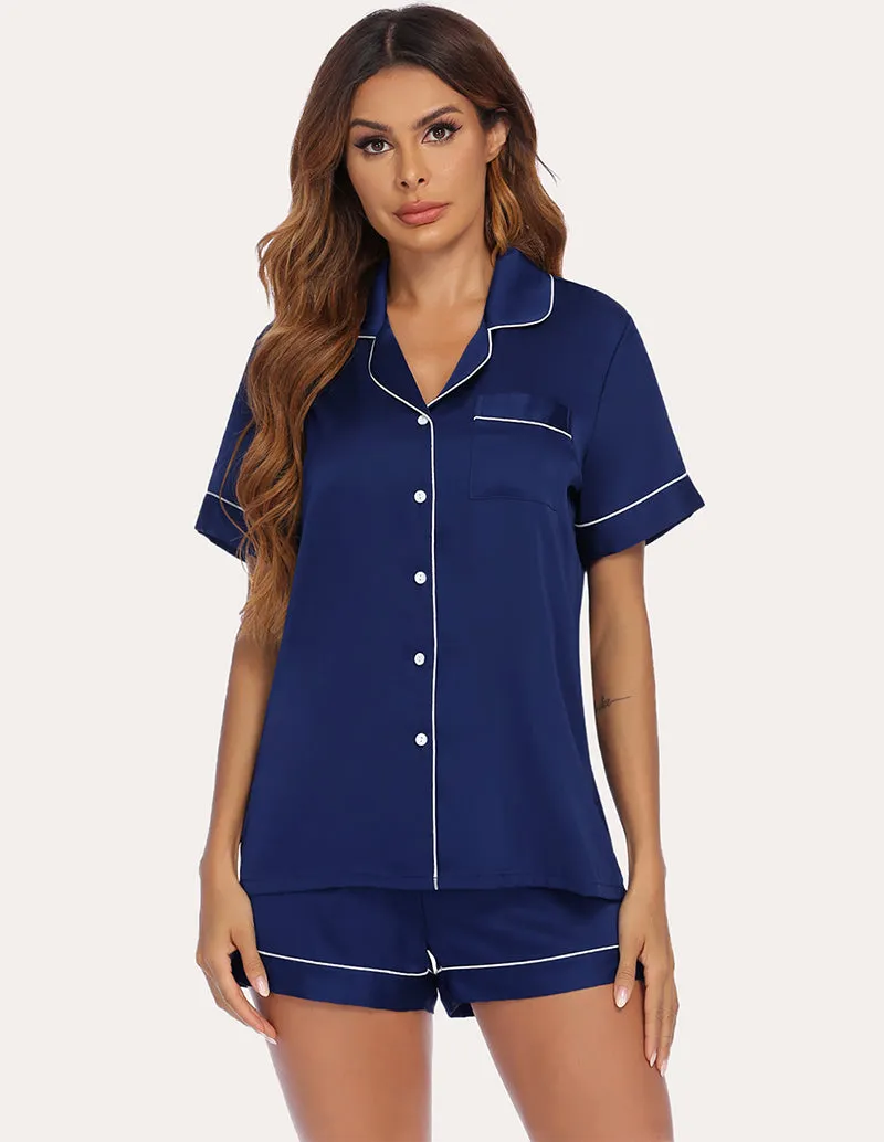 Ekouaer Satin Cami with Shirt and Shorts (US Only)