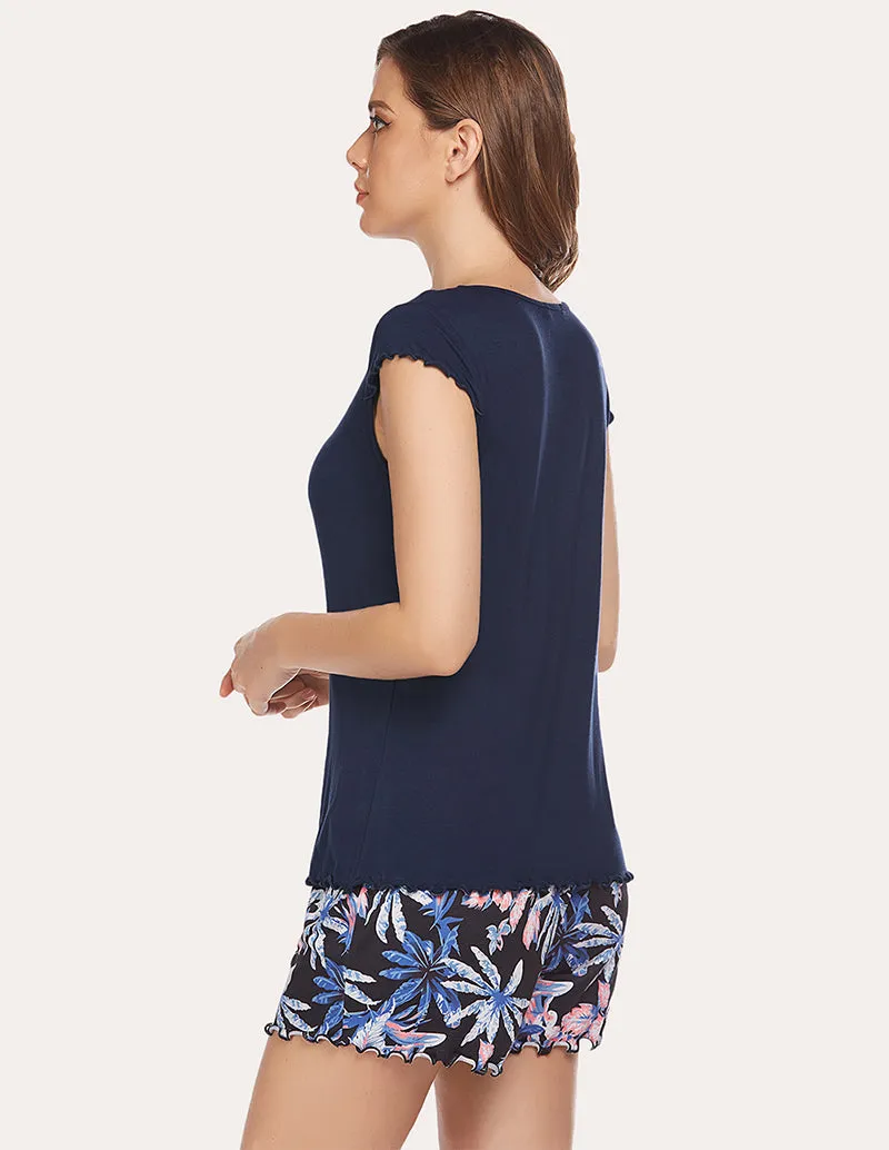Ekouaer Solid T-shirt Printed Shorts Set (US Only)