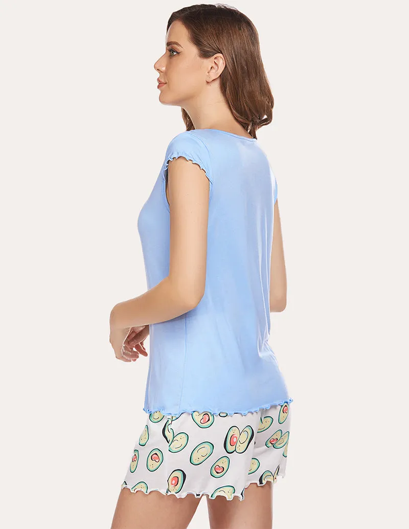 Ekouaer Solid T-shirt Printed Shorts Set (US Only)
