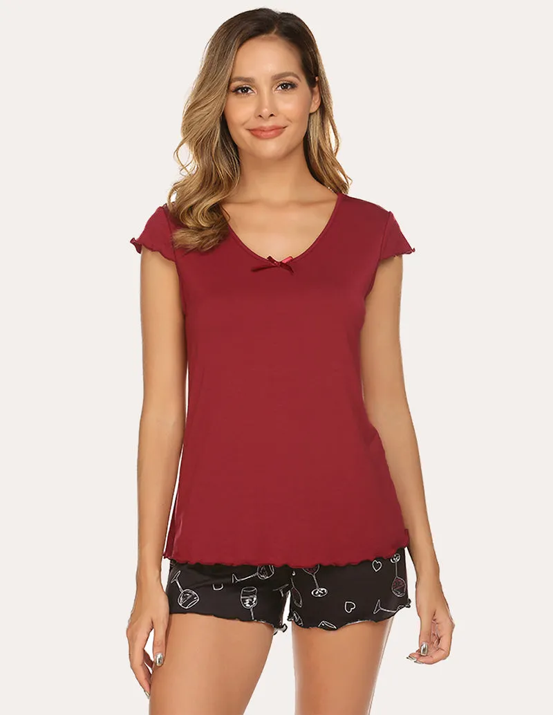 Ekouaer Solid T-shirt Printed Shorts Set (US Only)
