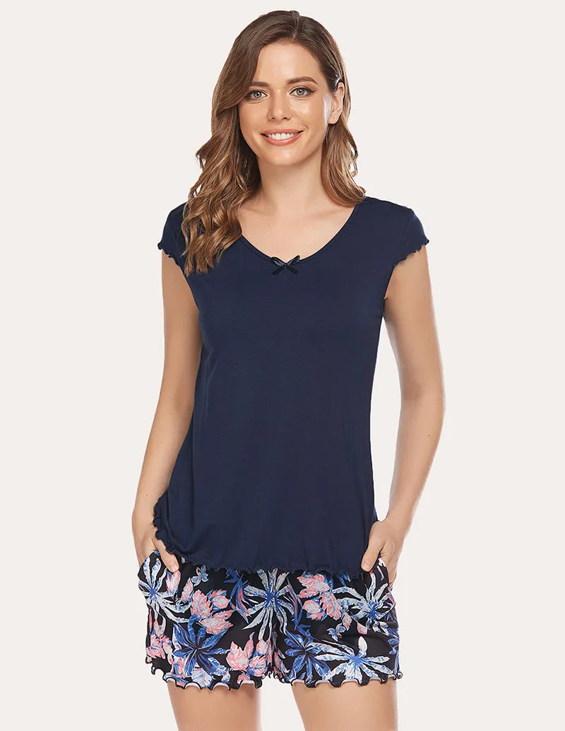 Ekouaer Solid T-shirt Printed Shorts Set (US Only)