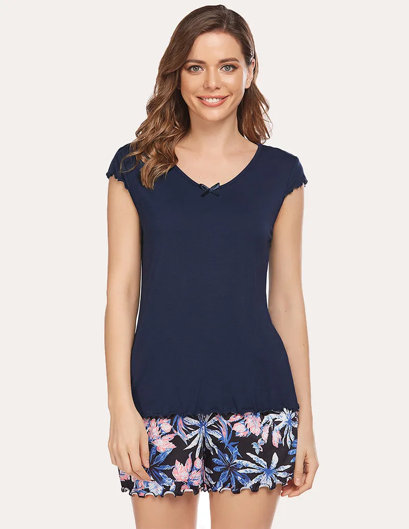 Ekouaer Solid T-shirt Printed Shorts Set (US Only)
