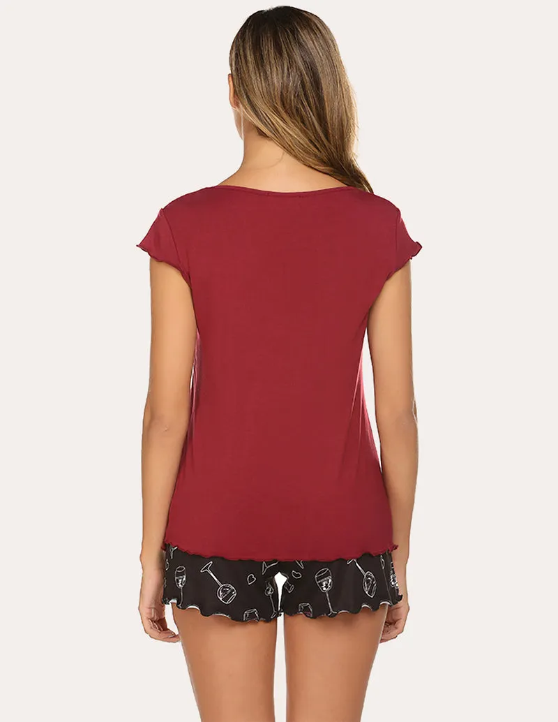 Ekouaer Solid T-shirt Printed Shorts Set (US Only)