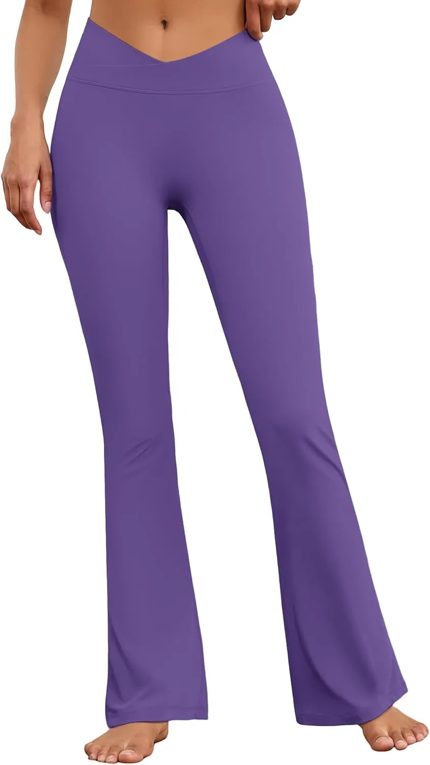 Flare Wide Leg Yoga Pants Bootcut Bell Bottom Crossover Tummy Control Leggings Workout High Waist Tights for Women