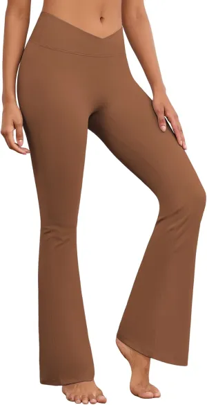 Flare Wide Leg Yoga Pants Bootcut Bell Bottom Crossover Tummy Control Leggings Workout High Waist Tights for Women