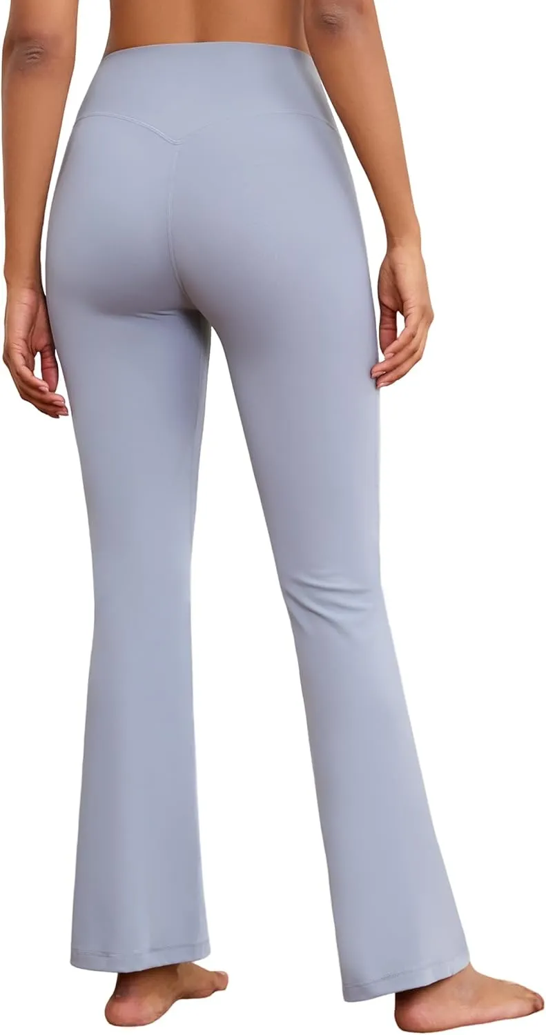 Flare Wide Leg Yoga Pants Bootcut Bell Bottom Crossover Tummy Control Leggings Workout High Waist Tights for Women