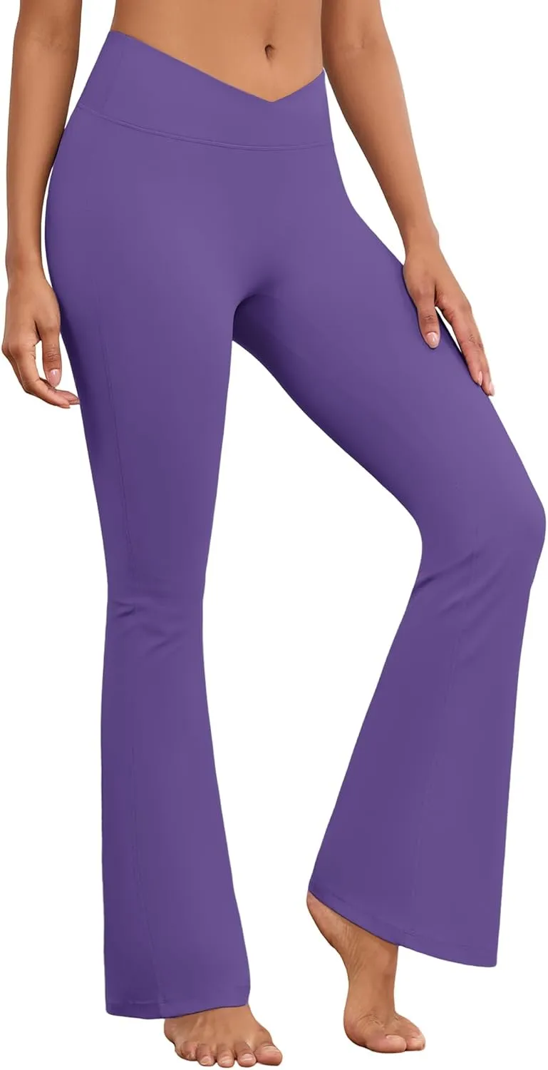 Flare Wide Leg Yoga Pants Bootcut Bell Bottom Crossover Tummy Control Leggings Workout High Waist Tights for Women