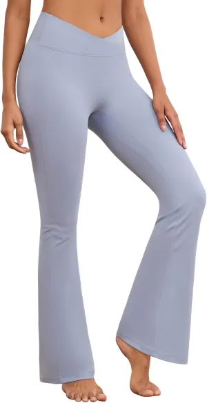 Flare Wide Leg Yoga Pants Bootcut Bell Bottom Crossover Tummy Control Leggings Workout High Waist Tights for Women