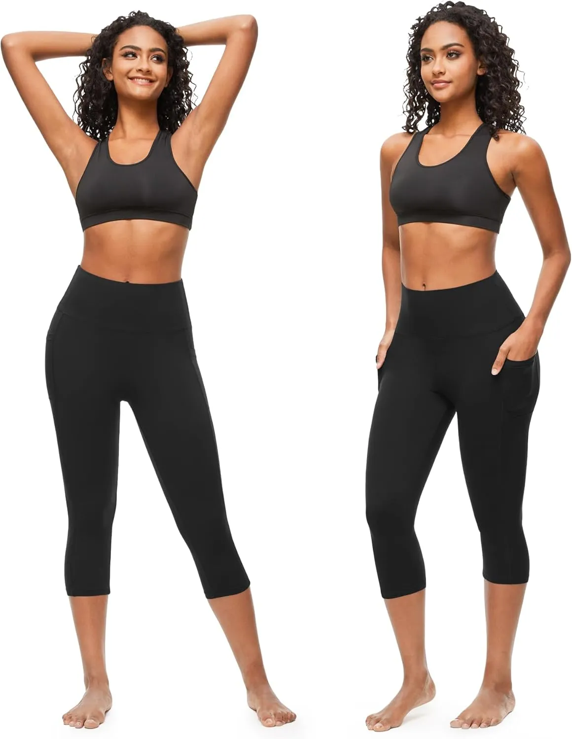GROTEEN Capri Leggings for Women with Pockets - High Waisted Soft Yoga Pants for Running Workout Capris