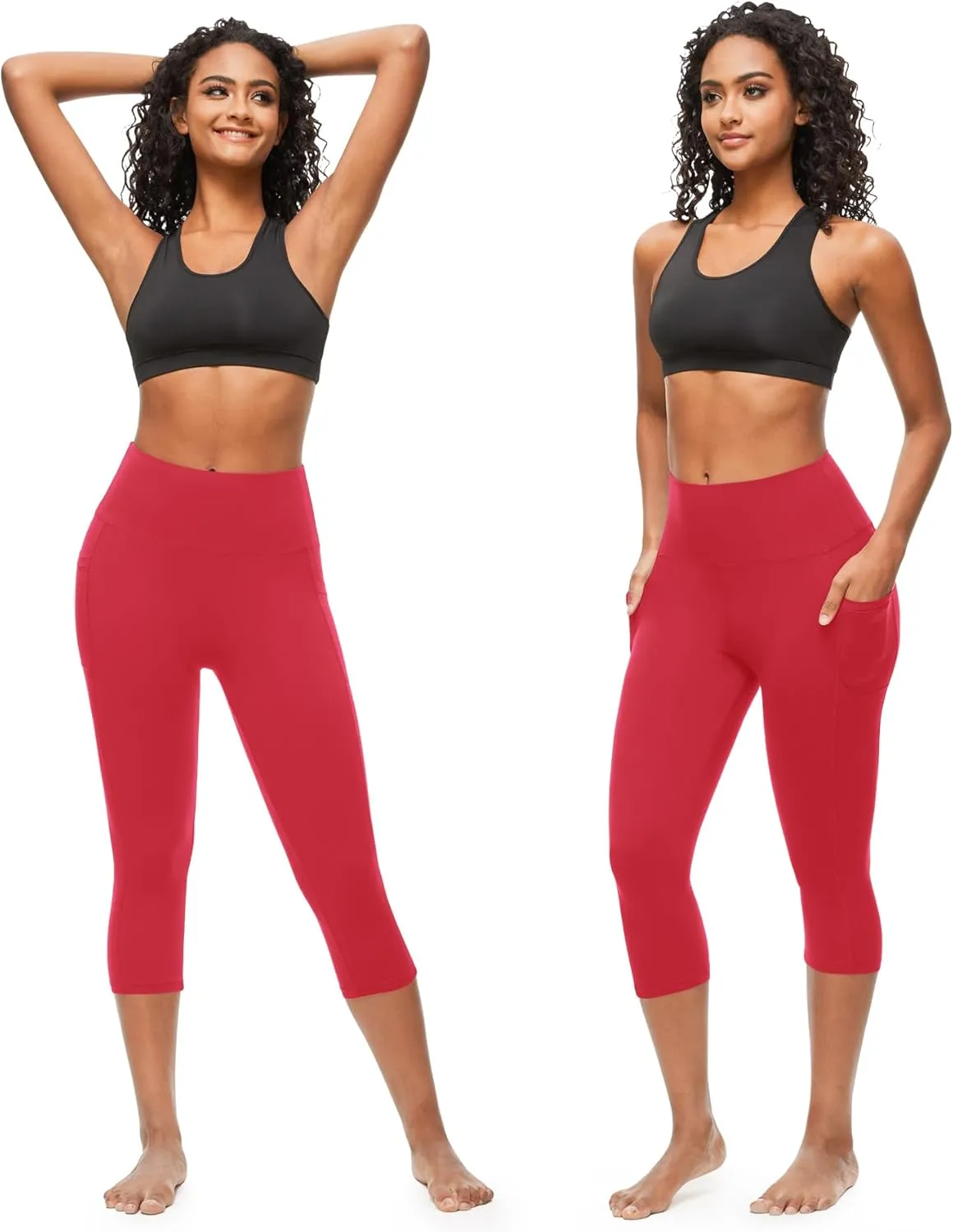 GROTEEN Capri Leggings for Women with Pockets - High Waisted Soft Yoga Pants for Running Workout Capris