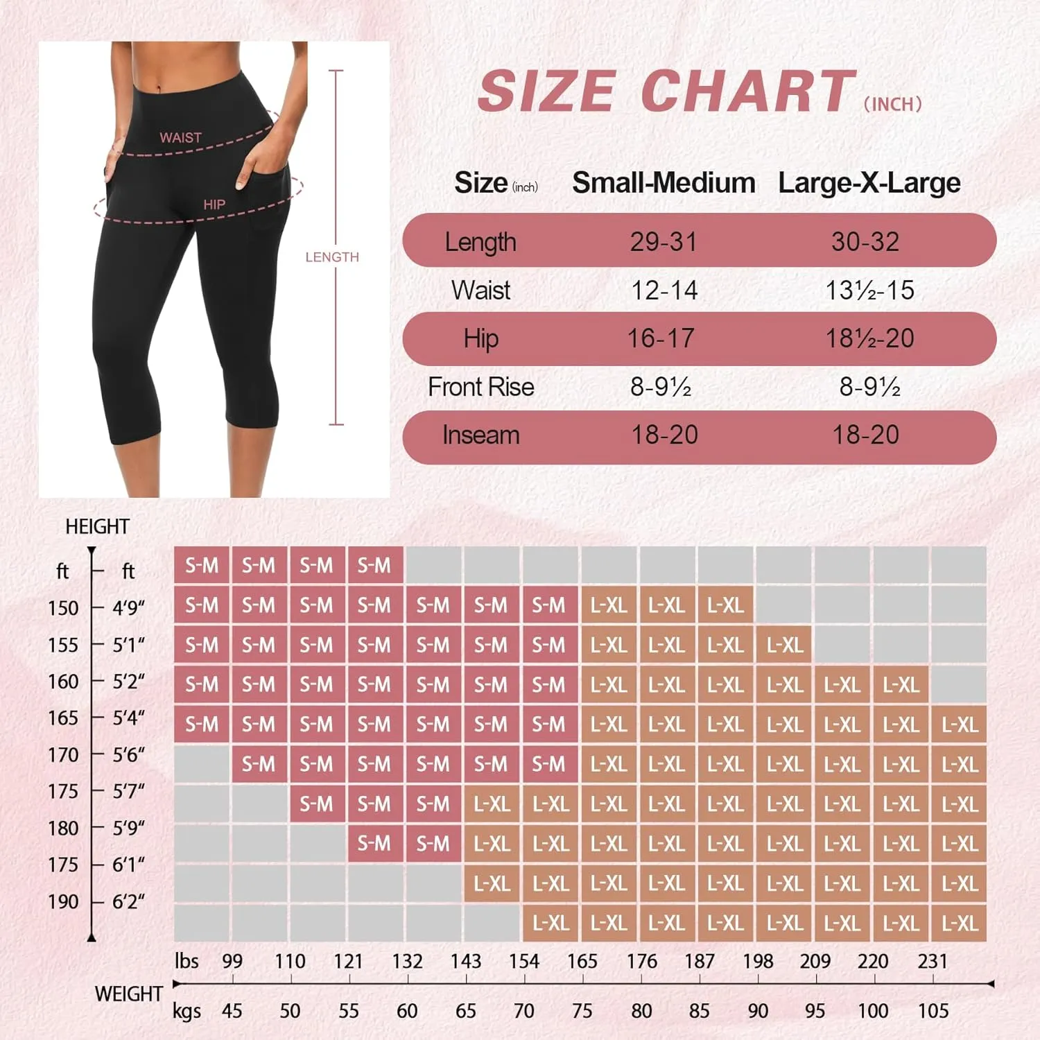 GROTEEN Capri Leggings for Women with Pockets - High Waisted Soft Yoga Pants for Running Workout Capris