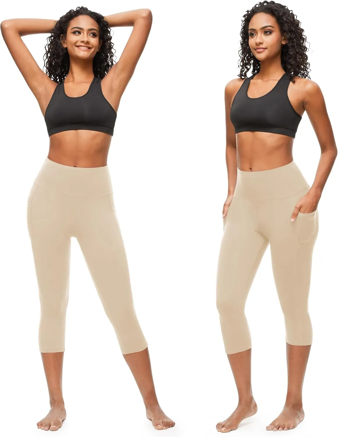 GROTEEN Capri Leggings for Women with Pockets - High Waisted Soft Yoga Pants for Running Workout Capris