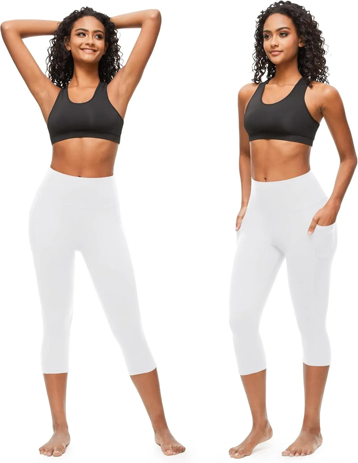 GROTEEN Capri Leggings for Women with Pockets - High Waisted Soft Yoga Pants for Running Workout Capris